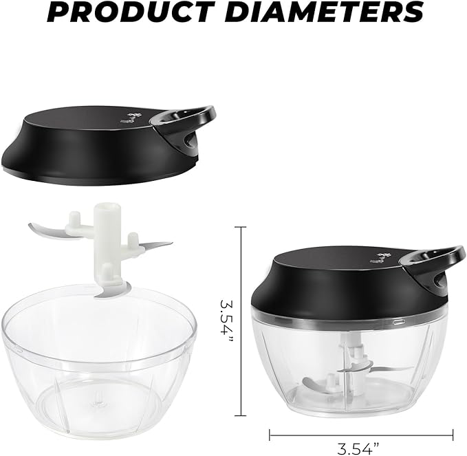 ZHANG XIAO QUAN SINCE 1628 Manual Vegetable Chopper, Hand Pull String Vegetable Garlic Mincer Onion Cutter for Veggie, Peppers, Tomatoes, Ginger, Fruits, Nuts, 2.2 Cup(550ml) Small Food Chopper