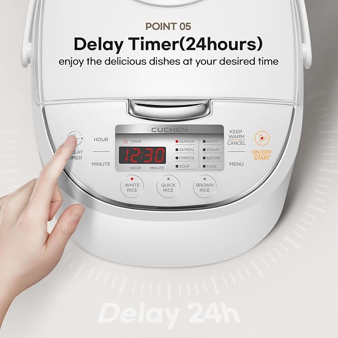 CRM-G0601WUS | 6 Person | Micom Rice Cooker 6 Cup (Uncooked), 1.4Quarts | 12 Cup (Cooked) Slow Cooker and Warmer | Direct Touch control | Nonstick Inner Pot | Delay Timer