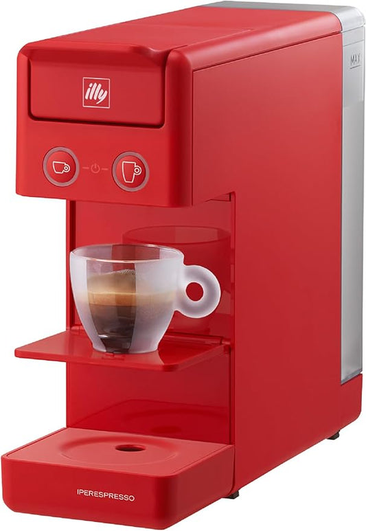 Illy Y3.3 Espresso Machine, Single Serve Coffee Machine for IperEspresso Capsules, Single Cup Espresso Maker (Red)