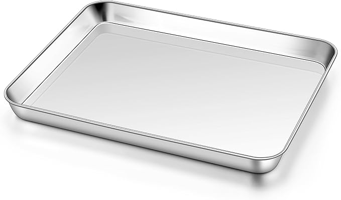 Homikit 1 Pack Baking Sheet, 9 x 13 Inches Stainless Steel Quarter Sheet Pan Set for Baking Cooking Toasting, Metal Cookie Tray Fits Toaster Oven, Non Stick & Rust Free, Dishwasher Safe