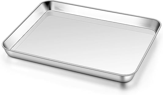 Homikit 1 Pack Baking Sheet, 9 x 13 Inches Stainless Steel Quarter Sheet Pan Set for Baking Cooking Toasting, Metal Cookie Tray Fits Toaster Oven, Non Stick & Rust Free, Dishwasher Safe