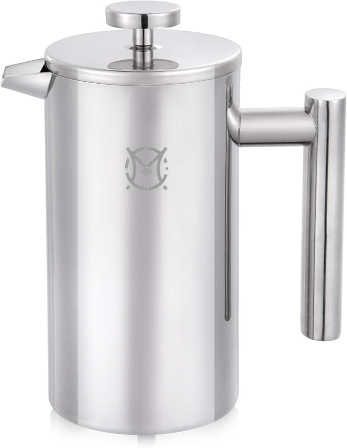 French Press Coffee Maker – 2 Cups Small Stainless Steel Coffee Maker Double Walled French Press 750ML/24OZ