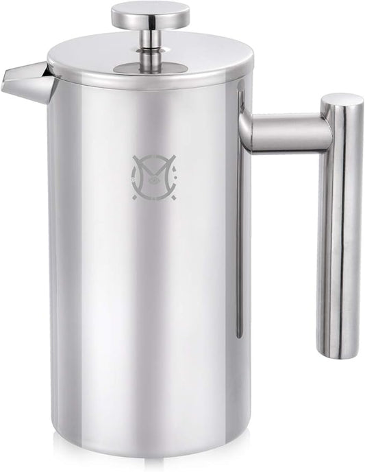 French Press Coffee Maker – 2 Cups Small Stainless Steel Coffee Maker Double Walled French Press 750ML/24OZ