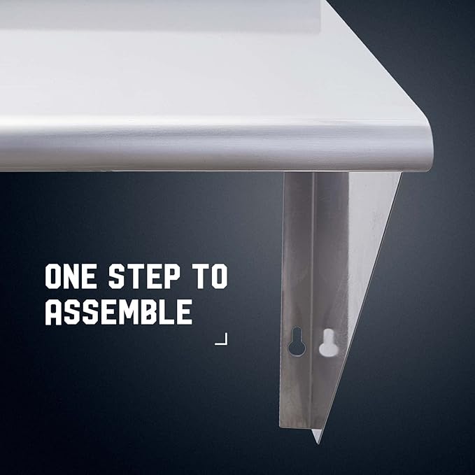 Profeeshaw NSF Stainless Steel Shelf 14” x 36”, 300 lb Commercial Shelves Wall Mounted Metal Shelving with Backsplash and 2 Brackets for Restaurant, Bar, Utility Room, Kitchen and Garage