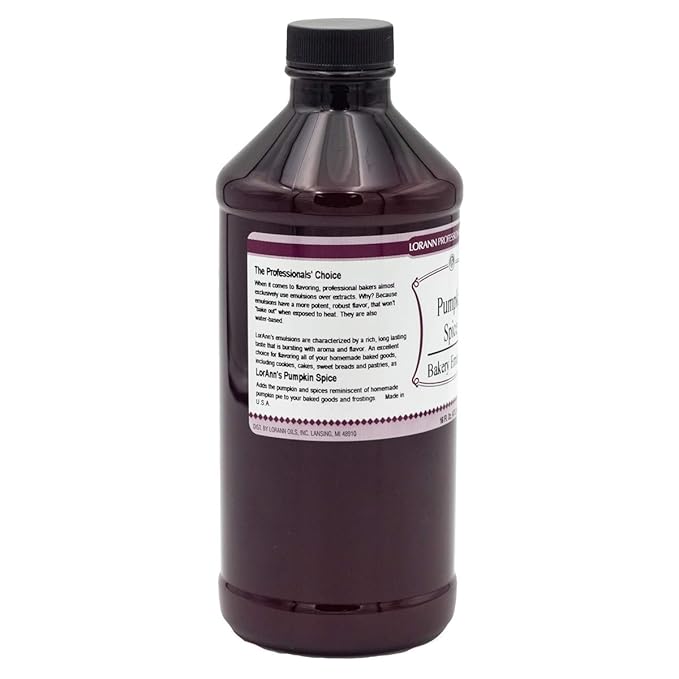 Lorann Oils Pumpkin Spice Bakery Emulsion: Genuine Pumpkin Spice Blend, Perfect for Boosting Fall Flavors in Cakes, Cookies & Desserts, Gluten-Free, Keto-Friendly, Pumpkin Spice Flavoring Essential