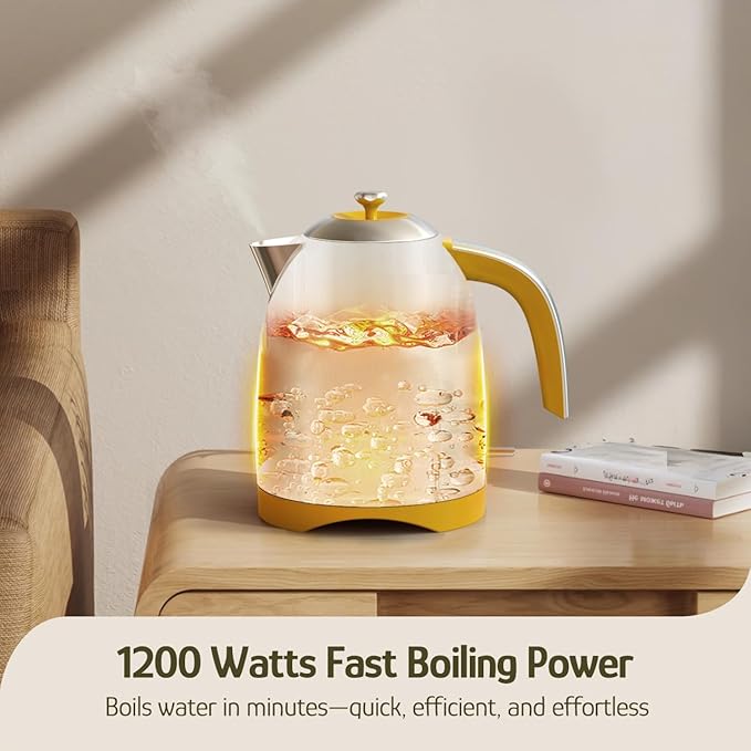 Hazel Quinn X Eduardo Recife Collaboration Electric Kettle - 1.7 Liters (57oz) Stainless Steel Water Kettle, BPA-Free Interior, 1200W Fast Boiling, Cordless, Automatic Shut Off - Floral Printed