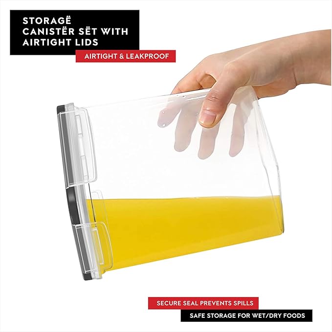 DWËLLZA KITCHEN Set of 14 Airtight Food Storage Containers for Pantry Organization and Storage - Sugar, Flour, Pasta, Spaghetti Plastic Air tight Kitchen Storage Containers With Lids, Labels & Marker