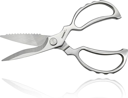 TONMA Heavy Duty Kitchen Shears [Made in Japan], Japanese Stainless Steel Poultry Shears, Multipurpose Kitchen Scissors for Meat, Fish, Chicken, Seafood