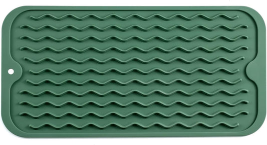 Silicone Dish Drying Mat for Multiple Usage,Easy clean,Eco-friendly,Heat-resistant Silicone Mat for Kitchen Counter or Sink,Refrigerator or Drawer Liner Green S 12 inches x 6 inches