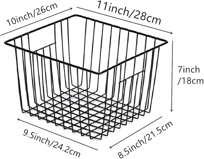 Slideep Wire Metal Basket Bin Storage Baskets Modern Farmhouse Food, Vegetable, Shampoo, Clothes, Fruits Storage Organizer Basket for Kitchen Pantry Bathroom Black 3 Packs