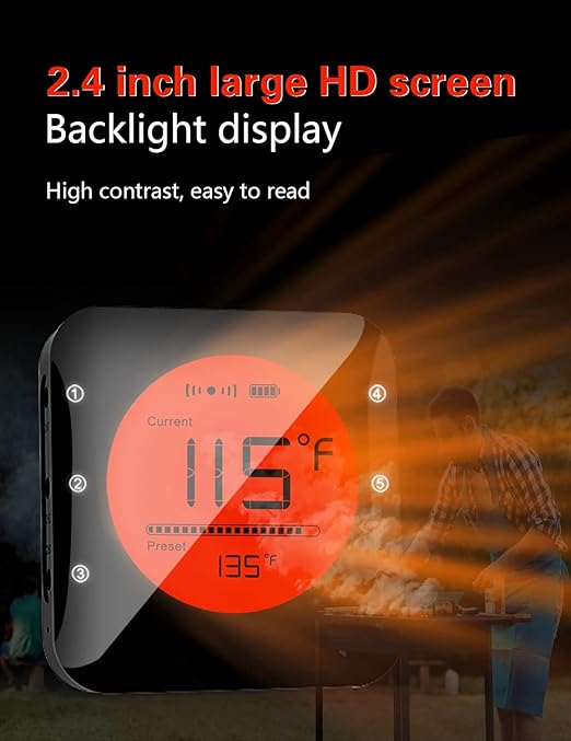 BFOUR Bluetooth Meat Thermometer Wireless Grill Thermometer with 3 Probes, Premium Digital Meat Thermometer Food Thermometer Timer Alarm for Smoker, Grill, Oven, Kitchen, Cooking, BBQ