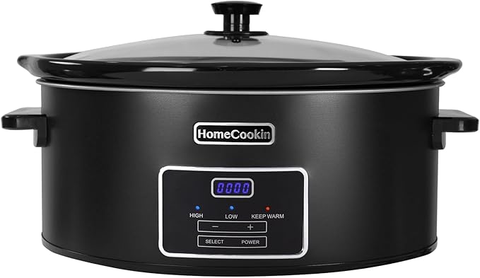 HOMECOOKIN 8 Quart Programmable Slow Cooker, Kitchen Appliances, Perfect Kitchen Small Appliance for Family Dinners, Black Stainless Steel
