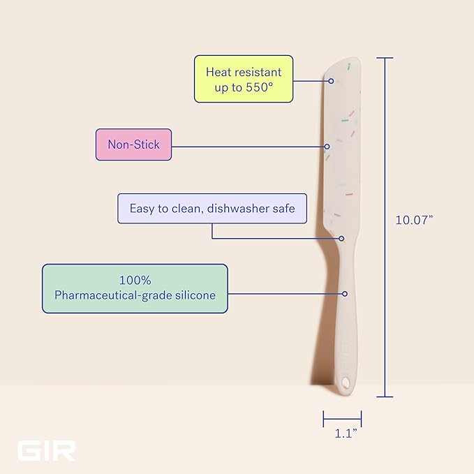 GIR: Get It Right Silicone Spreader Spatula - Silicone Butter Spreader - Food Grade Scraper - BPA & BPS Free - Baking Supplies - Home & Kitchen Gadgets - 10" x 1.10" - Sprinkles