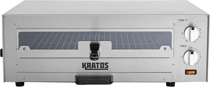 Kratos 29M-037 16" Commercial Electric Countertop Pizza Oven, 120V, 1700 Watts, Stainless Steel Pizza Oven with Glass Door for Restaurants, Cooks Pizzas up to 16" in Diameter