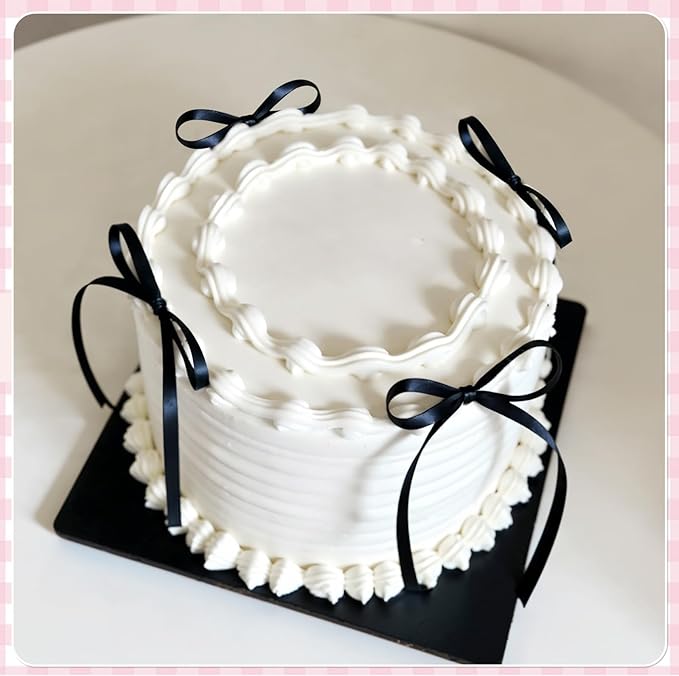 30 Pack Bow Cake Toppers Black Bows for Cake Coquette Themed Bow Cupcake Toppers Black Bow Birthday Decorations for Baby Shower Birthday Wedding Bachelorette Party Supplies