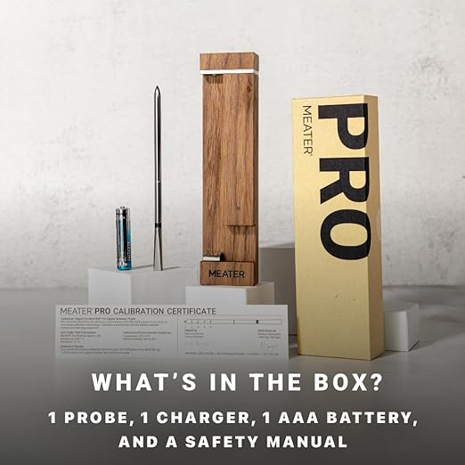 MEATER Pro Bundle: Smart Wireless Meat Thermometer with Built-in WiFi | Kitchen Towel & Bar Blade Opener | Long Range for Grilling, Smoking, Roasting & BBQ | Limited Edition Brown Sugar Color