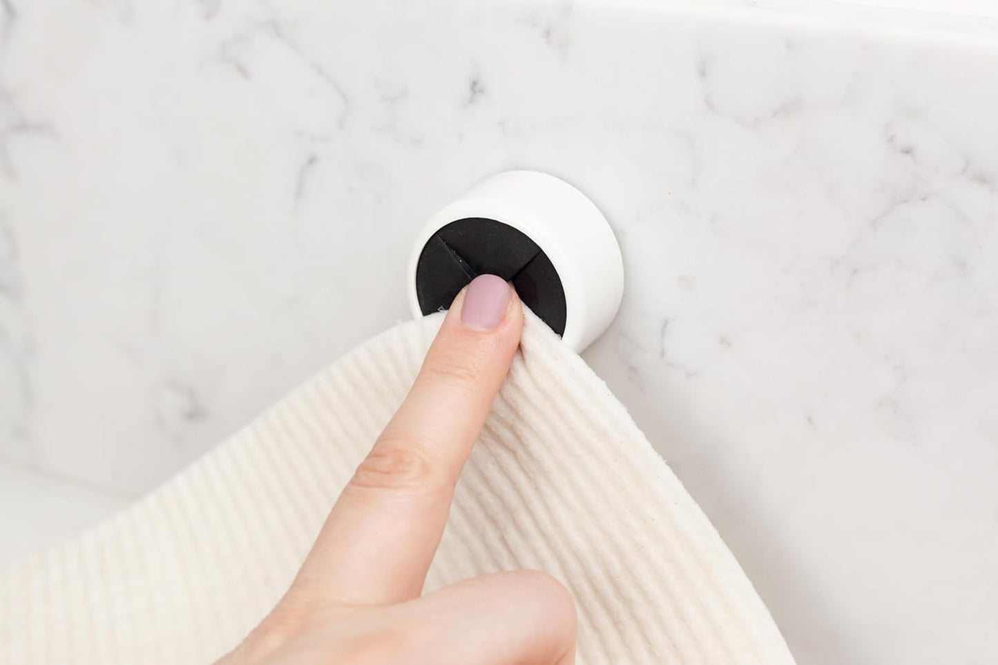 Original Kitchen Towel Holder with Adhesive, Push & Hang Dish towels, Hand towels, Accessory for Bathroom, RV, Shower (White)