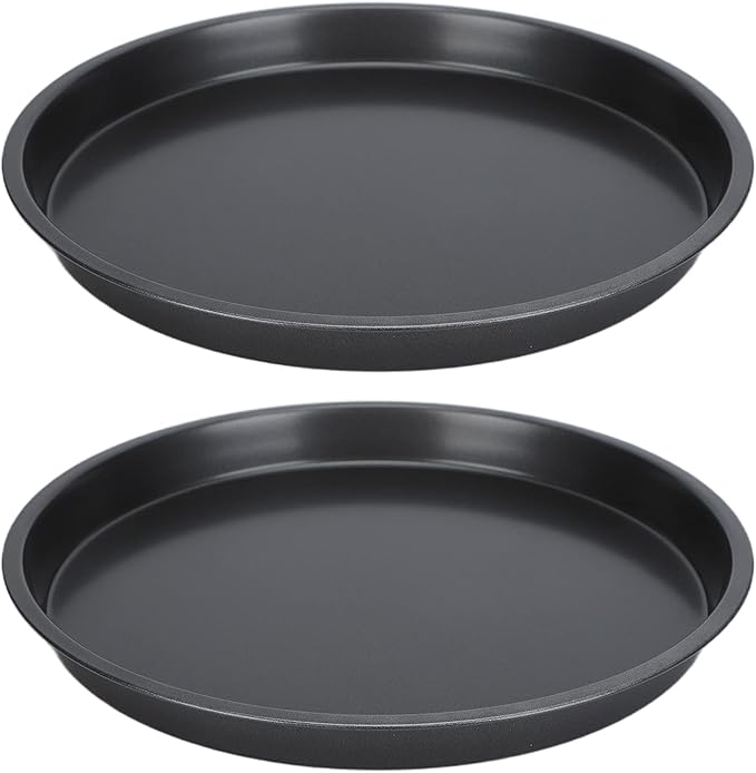 2Pcs Pizza Pan, 6in/9in/10in/12in Deep Dish Round Pizza Pan for Oven, Non Stick Thickened Carbon Steel Baking Pan for Home Kitchen, Dishwasher Safe(12in)