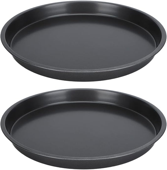2Pcs Pizza Pan, 6in/9in/10in/12in Deep Dish Round Pizza Pan for Oven, Non Stick Thickened Carbon Steel Baking Pan for Home Kitchen, Dishwasher Safe(12in)