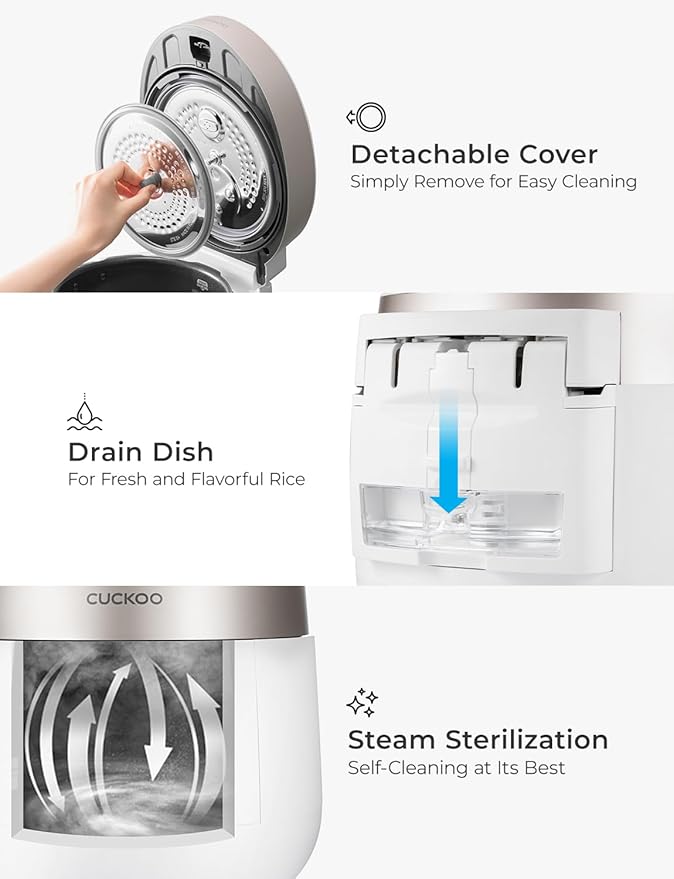 CUCKOO CRP-ST0609FW 6-Cup (Uncooked) / 12-Cup (Cooked) Twin Pressure Rice Cooker & Warmer with Nonstick Inner Pot, 16 Menu Options, 3 Voice Guide, Auto Clean (White)