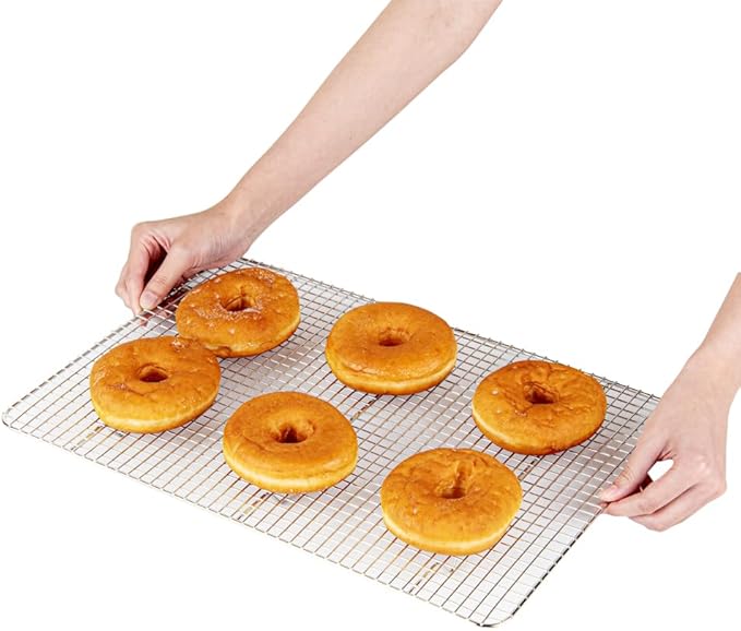 Restaurantware Met Lux 11.8 x 16.9 Inch Wire Baking Rack 1 Heavy-Duty Oven Wire Rack - Fits Half Size Sheet Pan Dishwashable Stainless Steel Cooling Rack Elevated Feet Oven-Ready Up To 575F