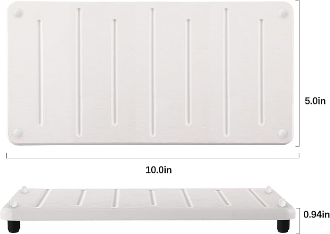 2PCS Water Absorbing Stone Drying Mat for Bathroom Sink & Kitchen Counter Organizer, Instant Dry Soap Dispenser Sponge Holder, Sink Caddy, Vanity Tray (10"x5"-White)