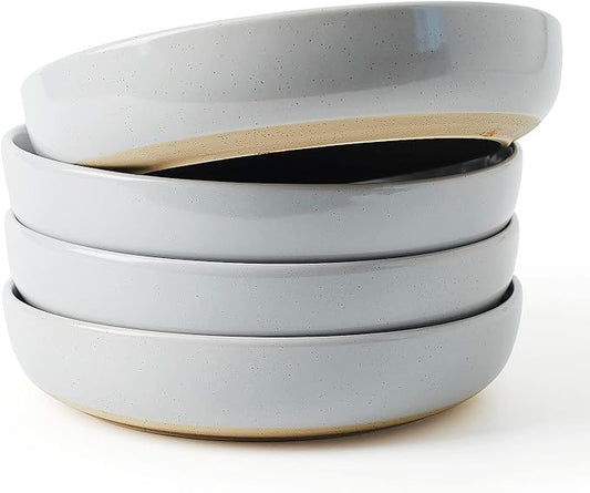 famiware Milkyway 33 oz Bowl Set, Pasta Bowls Set of 4, Salad Bowls Perfect for Your Friend for Housewarming, Thanksgiving, Christmas, Light Gray