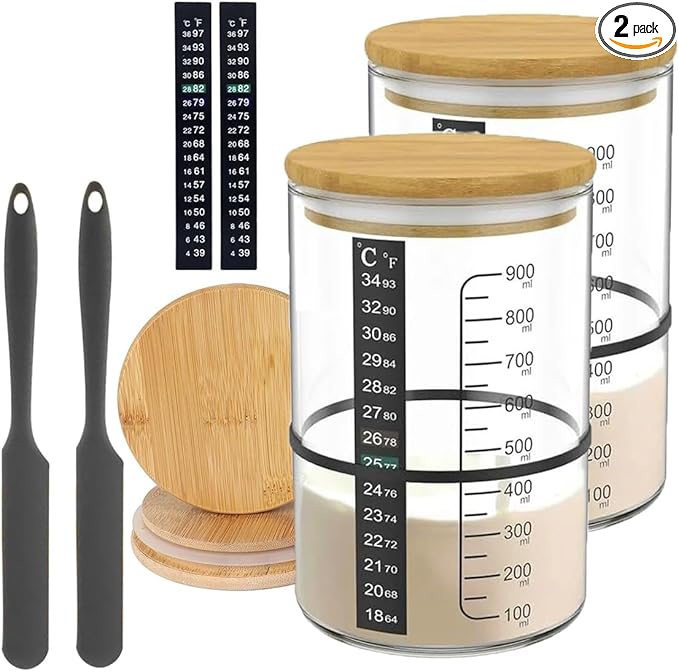 Pro Sourdough Bread Starter Kit - 34 oz sourdough jar with 5 unique features for the perfect sour dough bread & sourdough starter kit - baking supplies (34oz-2pack)