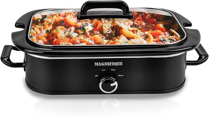 4-Quart Slow Cooker with Casserole Manual Warm Setting - Perfect Kitchen Small Appliance for Family Dinners, Dishwasher Safe Crock, Black
