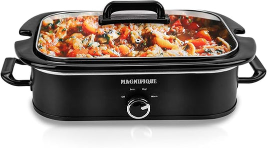 4-Quart Slow Cooker with Casserole Manual Warm Setting - Perfect Kitchen Small Appliance for Family Dinners, Dishwasher Safe Crock, Black
