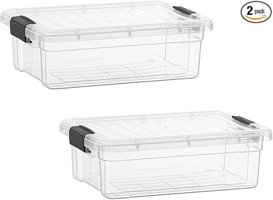 Superio Clear Storage Boxes with Lids, 2.5 Quart Plastic Container Bins for Organizing, Stackable Crates, BPA Free, Non Toxic, Odor Free, Organizers for Home, Office, School, and Dorm