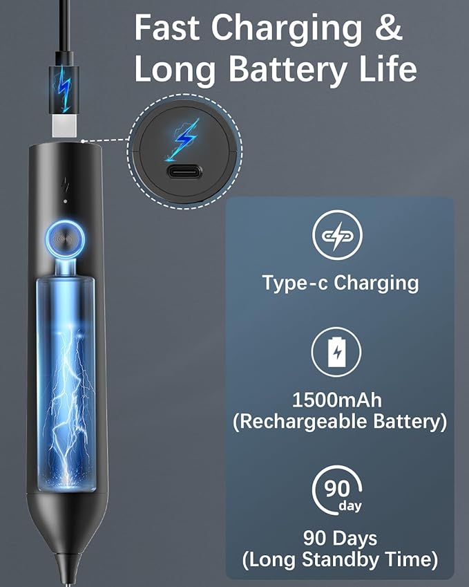 Rechargeable Milk Frother with Stand, Electric Frother Wand Handheld Coffee Foam Maker Detachable Stainless Steel Whisk Drink Mixer Foamer for Latte, Cappuccino, Hot Chocolate, Egg (Black)