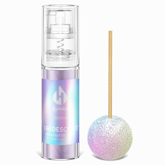 Iridescent Edible Glitter - Herbeklab Edible Glitter Spray 10g Edible Iridescent Glitter for Cakes Food Grade Drink Glitter Rainbow Edible Glitter for Cocktails Chocolate Strawberry