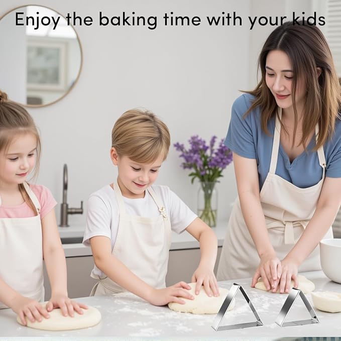 Equilateral Triangle Cookie Cutter Set Large Stainless Steel Geometric Frame Plaque Cookie Cutters Shapes Molds - 1 Inch Depth (4 Sizes)