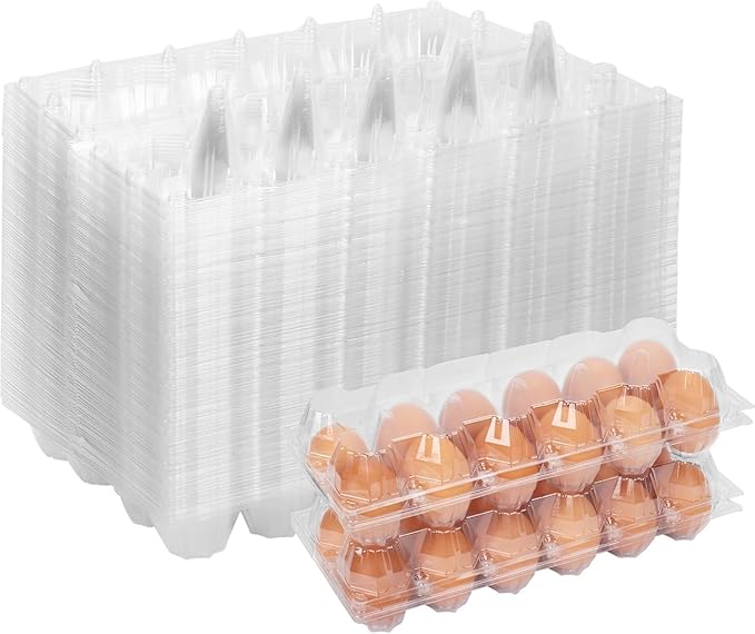 60Pack Jumbo Egg Cartons Duck Egg Cartons Extra Large Egg Containers XL Egg Tray Holders for Home Ranch Chicken Farm, Commercial Business Market Display, 2x6 Grids
