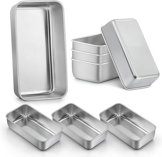 LIANYU 8 Pack 9x5 Inch Loaf Pans for Bread Baking, Stainless Steel Baking Bread Pans, Small Loaf Tins for Homemade Brownies and Pound Cakes, Dishwasher Safe