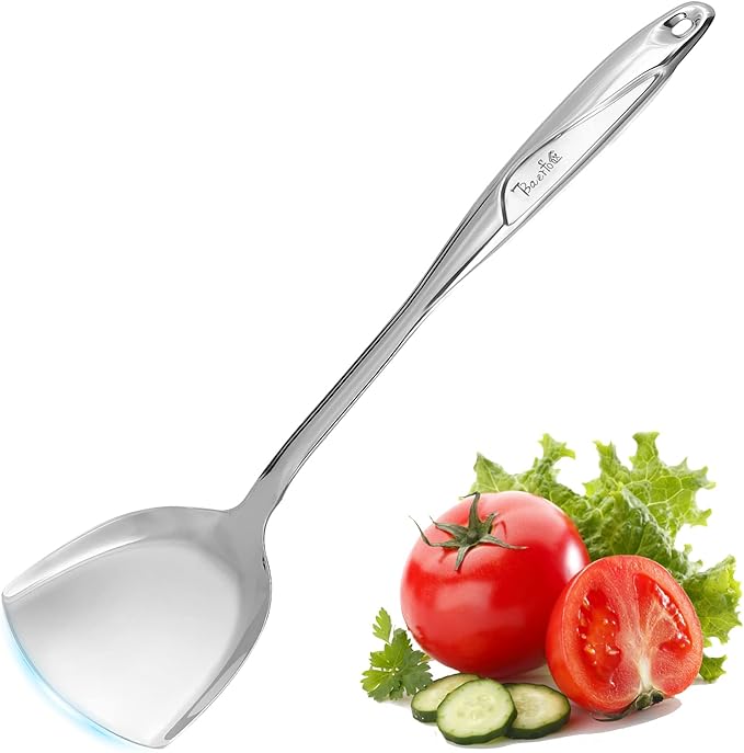 High Grade Spatula,Stainless Steel Turner, Kitchen Work Turner,Wok Spatula,Heat-proof Design of Hollow Handle, No rust, Dishwasher Safe (13.5 Inch)