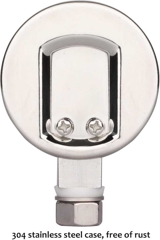 MEASUREMAN Stainless Steel Pressure Cooker Gauge, Pressure Canner Gauge, Steam Pressure Gauge, 2" Dial, Lower Mount, Including Gasket, Washer and Nut