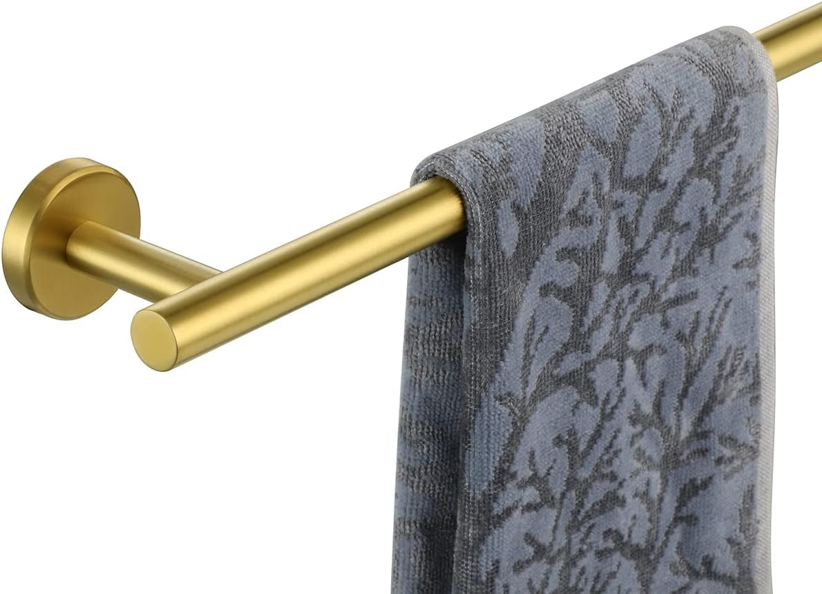 JQK Bath Towel Bar, 27 Inch Brushed Light Gold Towel Rack Bathroom, 304 Stainless Steel Thicken 0.8mm Towel Holder Wall Mount, Useable Length 24 Inch, TB110L24-BG