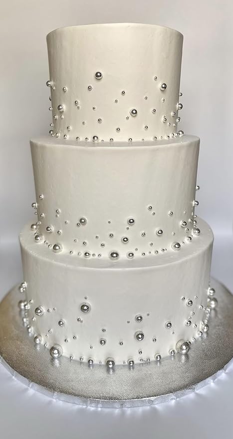 Silver Pearl Sugar Sprinkles 3.53 oz, 14mm Candy Pearls Ideal for Baking, Cake and Cupcake Toppers, Cookie Decoration, Ice Cream Topping, Wedding Shower Valentines Halloween Christmas