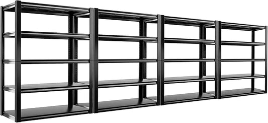 REIBII Garage Shelving Heavy Duty Storage Shelves, Extra Large Adjustable Storage Rack with 5 Tier Metal Shelving Unit, 2500LBS Loads Heavy Duty Shelf, Easy Assembly, 4 Pack