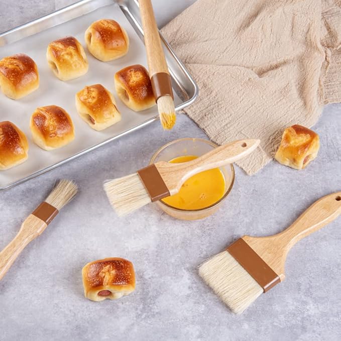 Restaurantware Pastry Tek 2 inch Wide Buttering Brush 1 Boar Bristle Pastry Brush - Hardwood Handle Built-In Hanging Hole Wood Basting Brush Sturdy Ferrule For Glazing And Basting