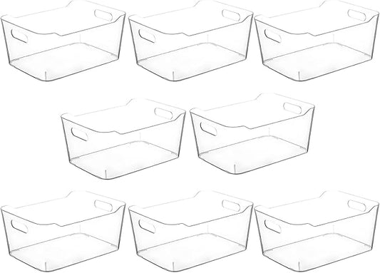 Clear Plastic Storage Bins, Small Fridge Organizer Kitchen Organizers and Storage Containers Bathroom Organization and Storage Bin for Makeup Organizer, fruits, Chips, Perfume, Skin Care, crafts