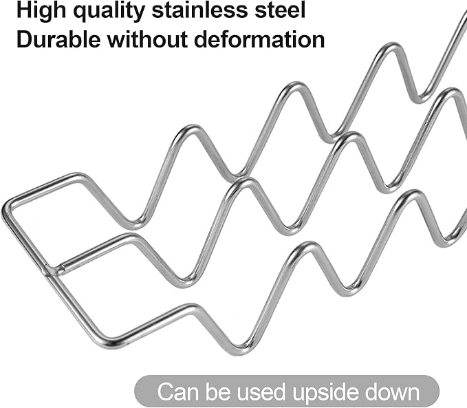 JIBOLAT Taco Holders set of 3,Stainless Steel Taco Shell Holder Stand,Taco Tray Plates for Taco Bar Gifts Accessories,Holds 4 Tacos Each,Oven Safe for Baking, Dishwa sher and Grill Safe