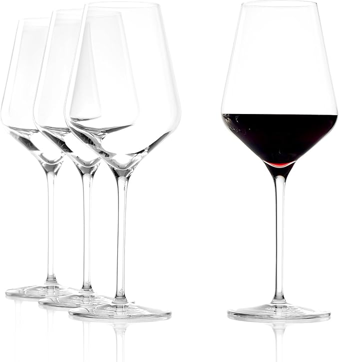 Stölzle Lausitz Red Wine Glasses 4 Set (QUATROPHIL). Dishwasher Safe Red Wine Glasses (20 fl oz). Durable Crystal Glasses - Genuine Stölzle Wine Glass