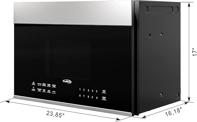 KoolMore KM-MOT-OP1SS 24 inch Over The Range Stainless Steel Microwave, 300 CFM Vent Hood Function cu.ft, 24 in/1.3 Cu. Ft, Black