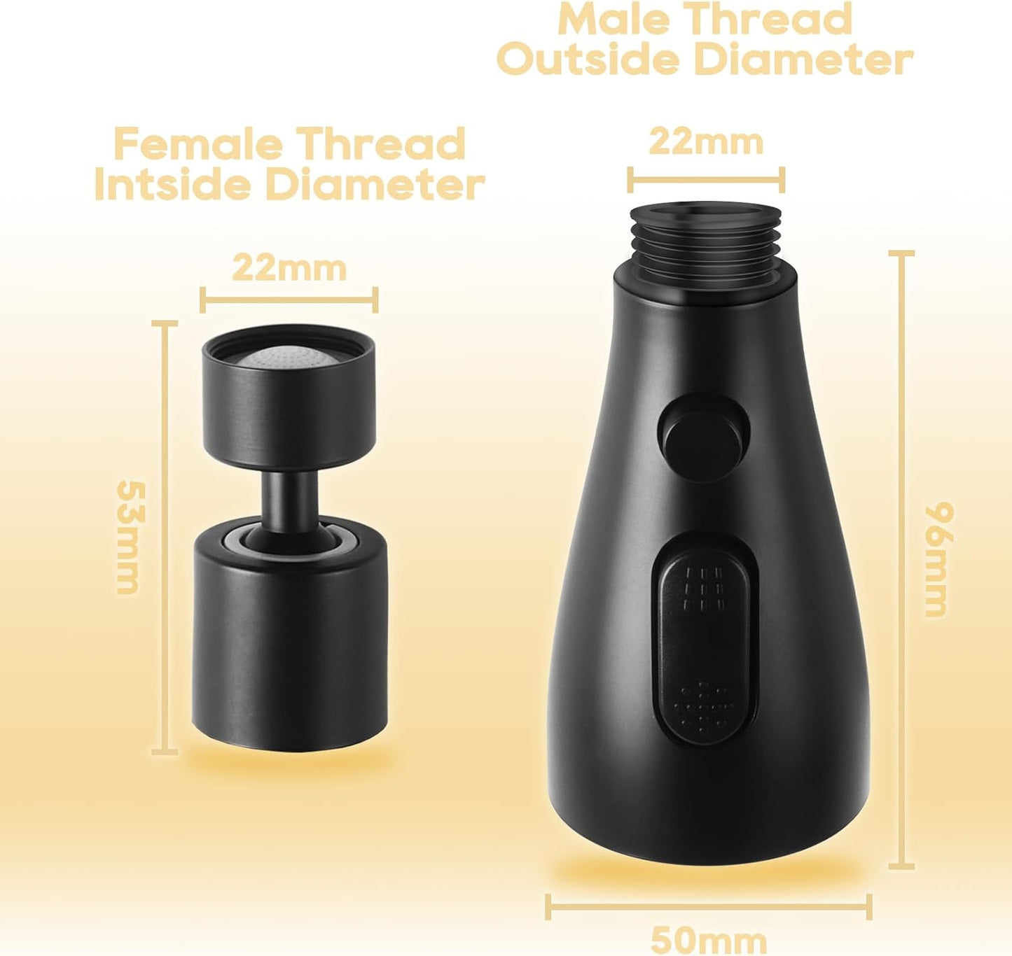 3 Function Sink Faucet Extender, Kitchen Faucet Sprayer Head Replacement, Kitchen Swivel Spray Spout Part Connector,Faucet Sprayer Nozzle, Rotating Robotic Arm Faucet Extension- Black