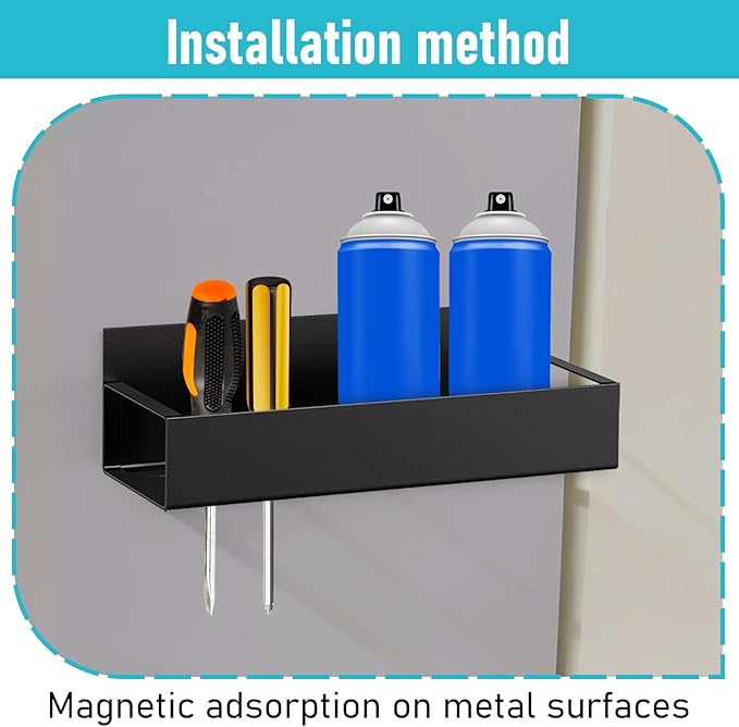 4 Pcs Magnetic Spray Can Holder, Magnet Toolbox Holder, Wall Mounted Spray Bottle Rack, Mechanic Paint Can Organizer, Tool Box Storage Rack for Garage Home Workspace (Black)