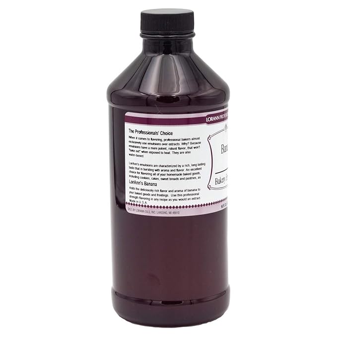 Lorann Oils Banana Bakery Emulsion: True Banana Emulsion, Ideal for Boosting Fruit Tones in Cakes, Cookies & Desserts, Gluten-Free, Keto-Friendly, Banana Extract Substitute Essential for Your Kitchen
