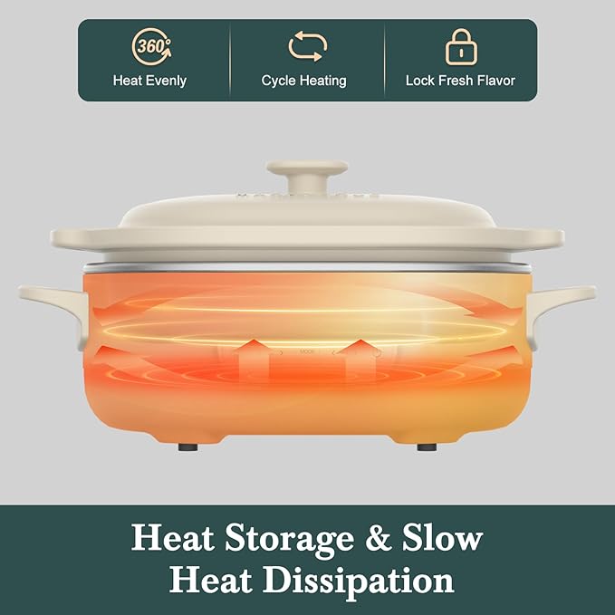 4 Quart Programmable Slow Cooker with Flexible Easy Programming, 8-in-1 Claypot Multi Cooker, Removable Crock, Nonstick, Oven Safe Pot to 450°F, Oatmeal